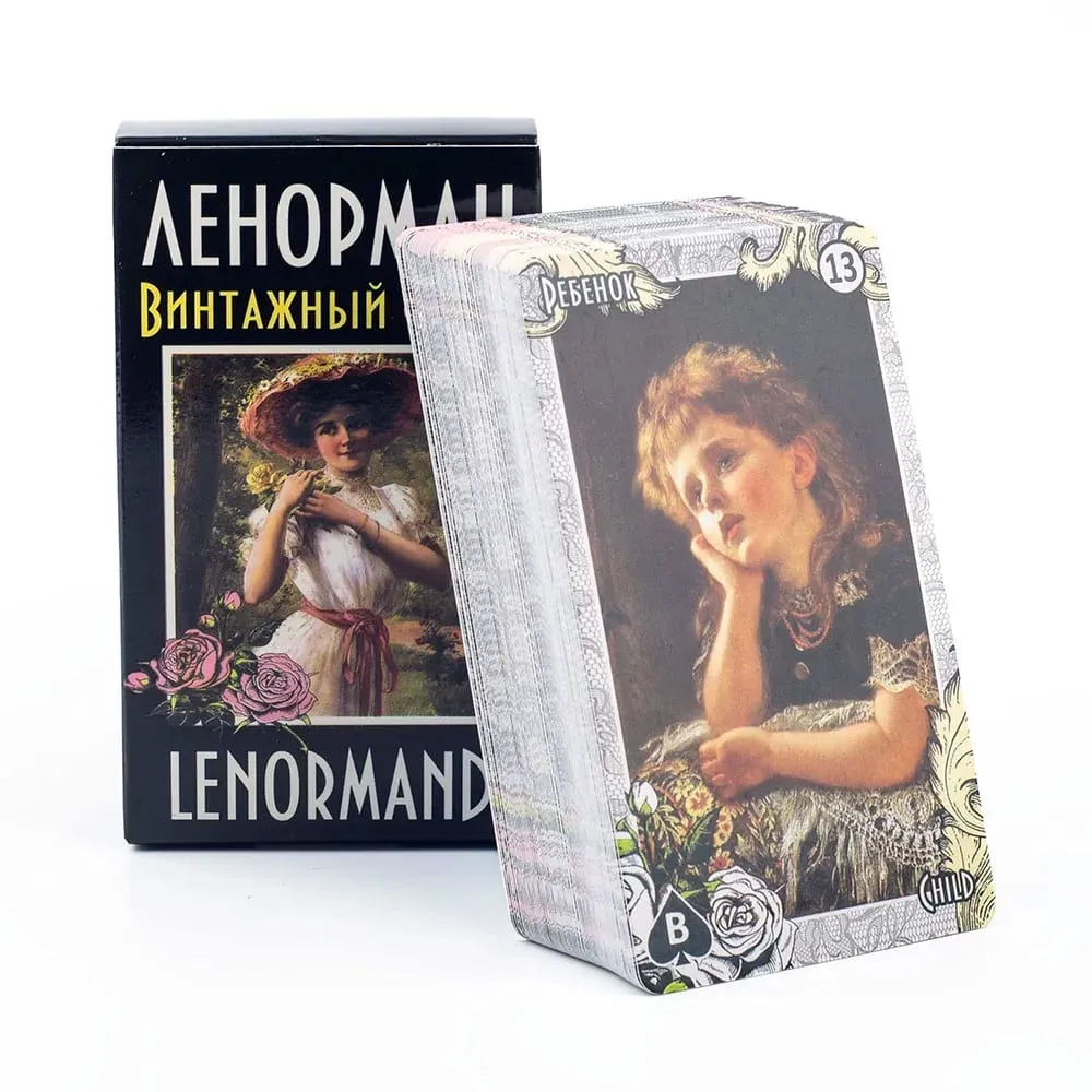 72 Stück ЛЕНОРМАН ВИНТАЖНЫЙ СТИЛЬ LENORMAND ORACLE Russian Visions Tarot Divination Fate Deck Brettspielkarte für Familienfeier