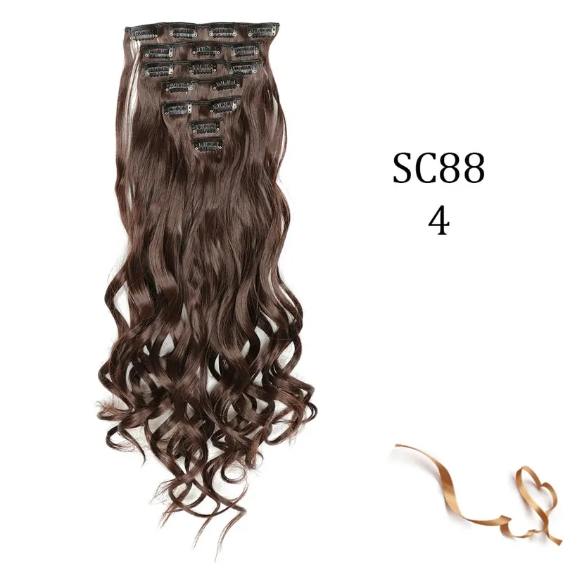 Synthetic 16 Clips In Hair Extension Long Straight Hair Fake False Hairpiece Clip In Hair Extension — image 9