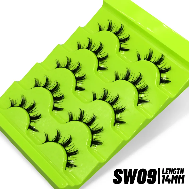 Cat eye Lashes 5/6 pairs Clear Band Lashes Natural Look 6D Wispy Eyelashes False Lashes Eyelashs Extension