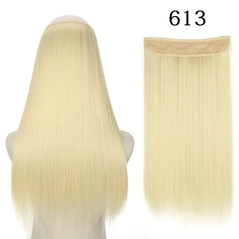 Synthetic Long Straight No Clip Invisible Line Hair Extensions 40 55 80cm Natural Brown Blonde Fake Hairpiece For Women