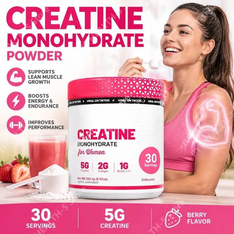Creatine Monohydrate Powder with Hydrolyzed Collagen Support Workout Performance Muscle Recovery & Energy Levels Sugar‑Free 240g — image 1