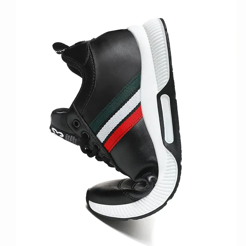 Men Leather Elevator Shoes Chunky Casual Sneakers Height Increase Insoles 6CM Heightening Shoes Tall Lift Sports Shoes — image 4