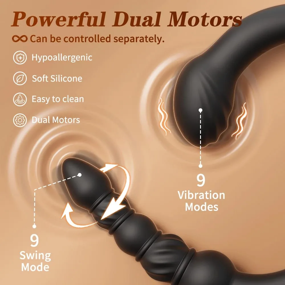 Dual-Ended Vibrating Wiggle Anal Beads Anal Balls for Men Gay Prostate Massager Double Heads Butt Plug Anal Sex Toy Adult Goods