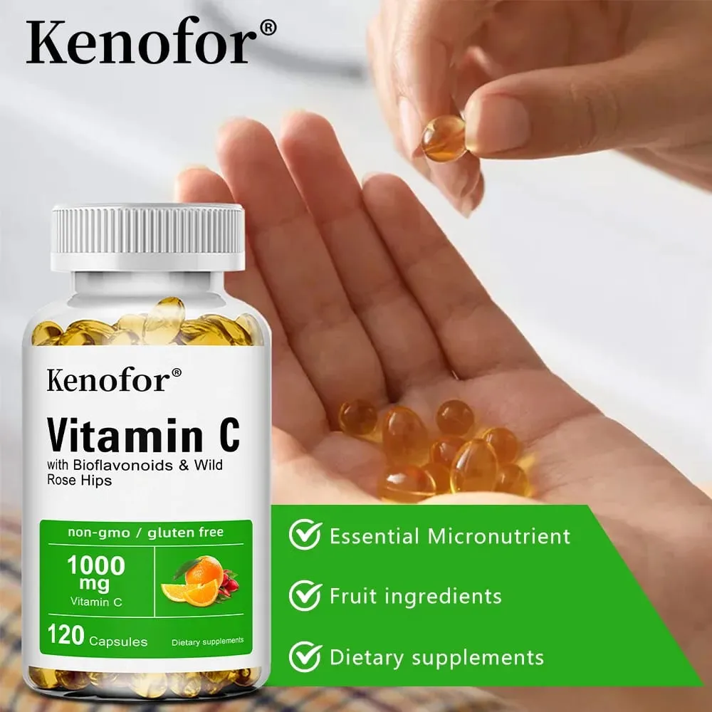 Vitamin C 1000 Mg - with Citrus Rosehip Immune Support Collagen Production Skin Health Antioxidant 120 Capsules — image 3