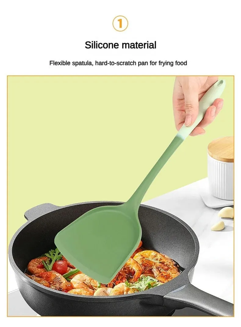 6-Piece Silicone Kitchen Utensil Set: Chinese Spatula Soup Ladle Slotted Turner Pasta Spoon Salad & Honey Scrapers for Non-S — image 8