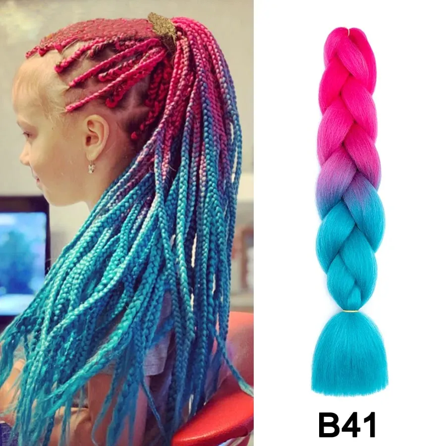 24 Inch Synthetic Jumbo Braid Pure And Ombre Braiding Hair Extensions For Women DIY Jumbo Hair Braids Black Green Gray Brown — image 46