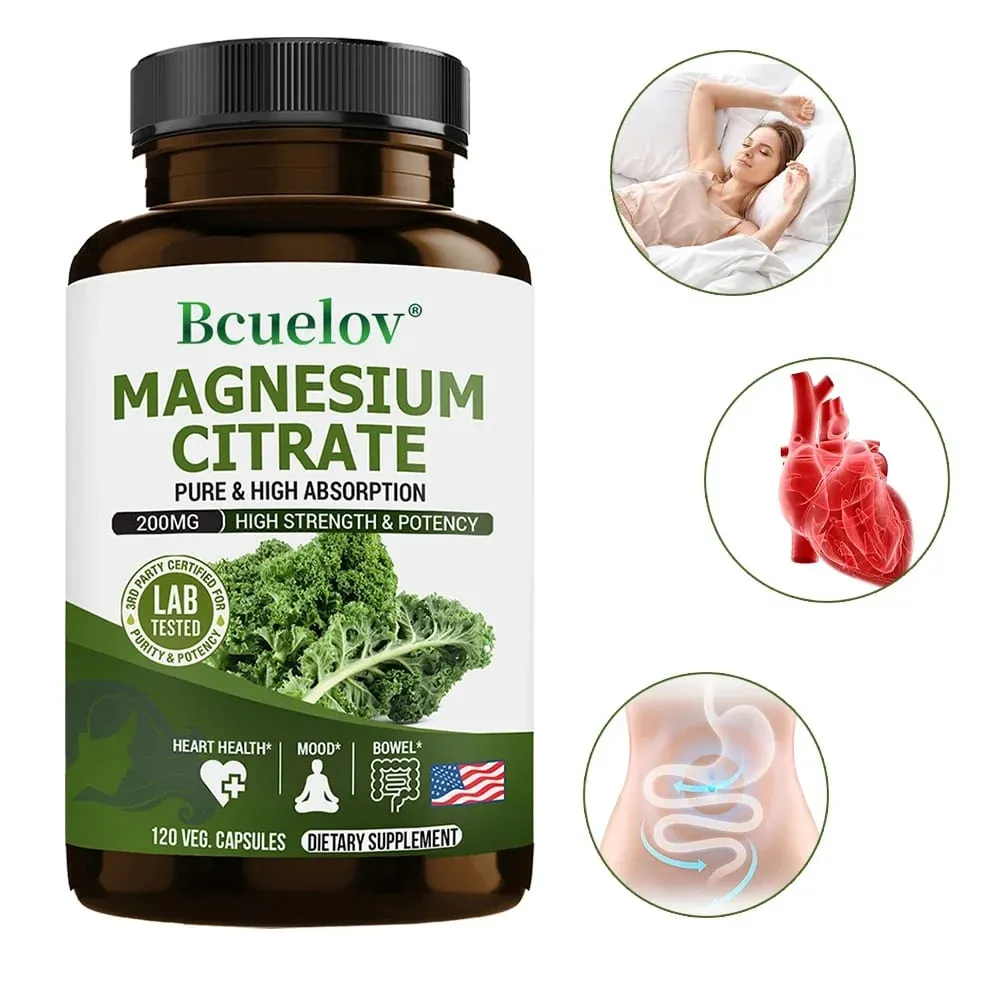 Magnesium Citrate Supplement - Highly Absorbed Relieves Constipation Relaxes Nerves Supports Heart Health Muscles and Bones