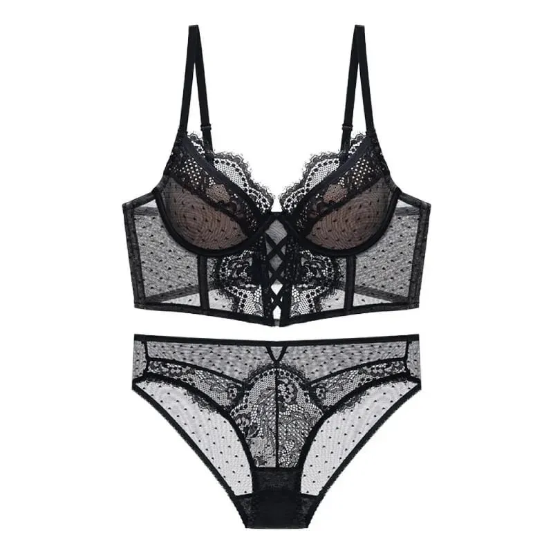 Push Up Spets Underkläder Set för kvinnor Sheer Chemise med mjuk bygel BH Fishbone Teddy Sexig Bröllopsbröllop Smekmånad Outfit S-XL — image 5