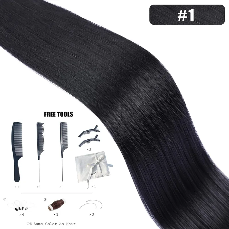 Genius Weft Human Hair Extensions 50G Remy Human Hair Invisible Brazilian Hair Extensions Hair Bundles — image 9