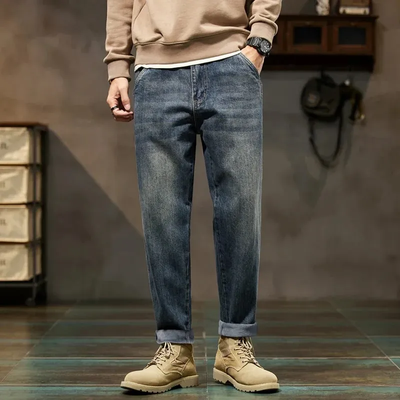 2026 Cargo Jeans Men Harem Pants Loose Baggy Pants Blue Patched Fashion Designer Pockets Trousers Oversized Tapered Streetwear — image 9