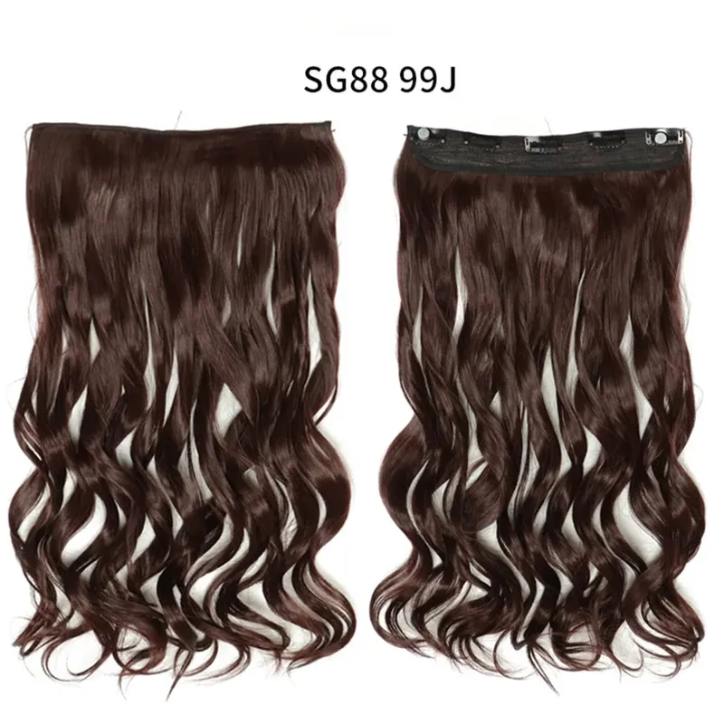 Long Straight Curly One Piece 5clips Clip-in Extensions 22Inch Heat Resistant Hairstyles Colour Mix Blonde Hair Piece For Women — image 31
