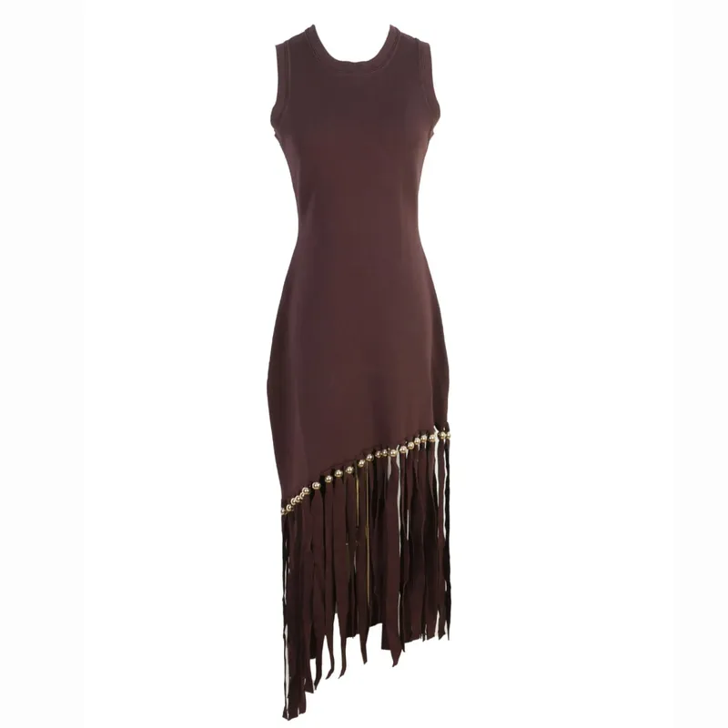 Ele Long Knitted Dr Slim Fit Svel Vintage Tassel Trim Wrap Around Skirt High Waist Silk Tead Lace Summer Dr