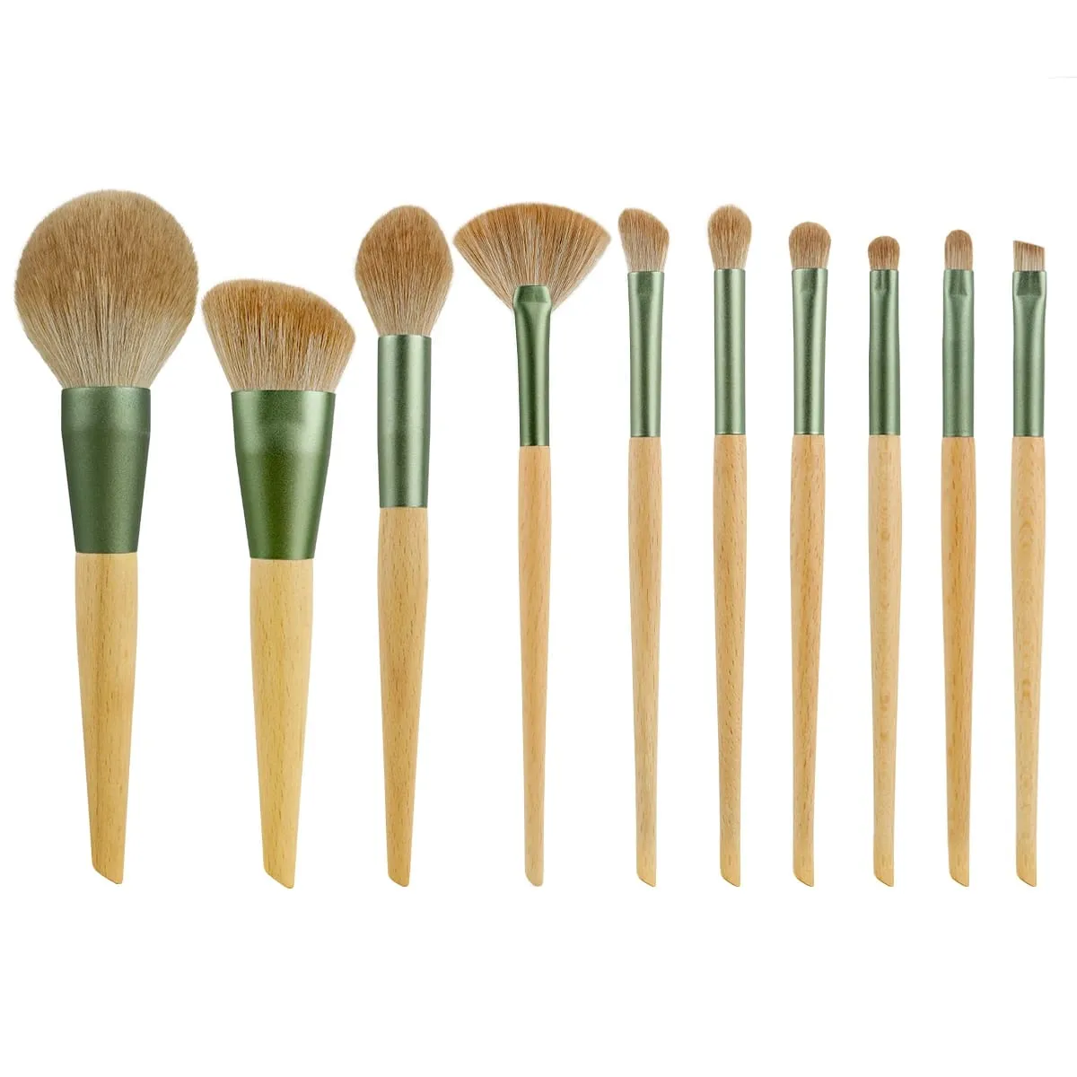 10 Pcs Makeup Brushes Set Contour Brush Nose Brush Eyeshadow Brush Powder Dispersal Brush Pointed Wood Handle Cosmetic Tools — image 6