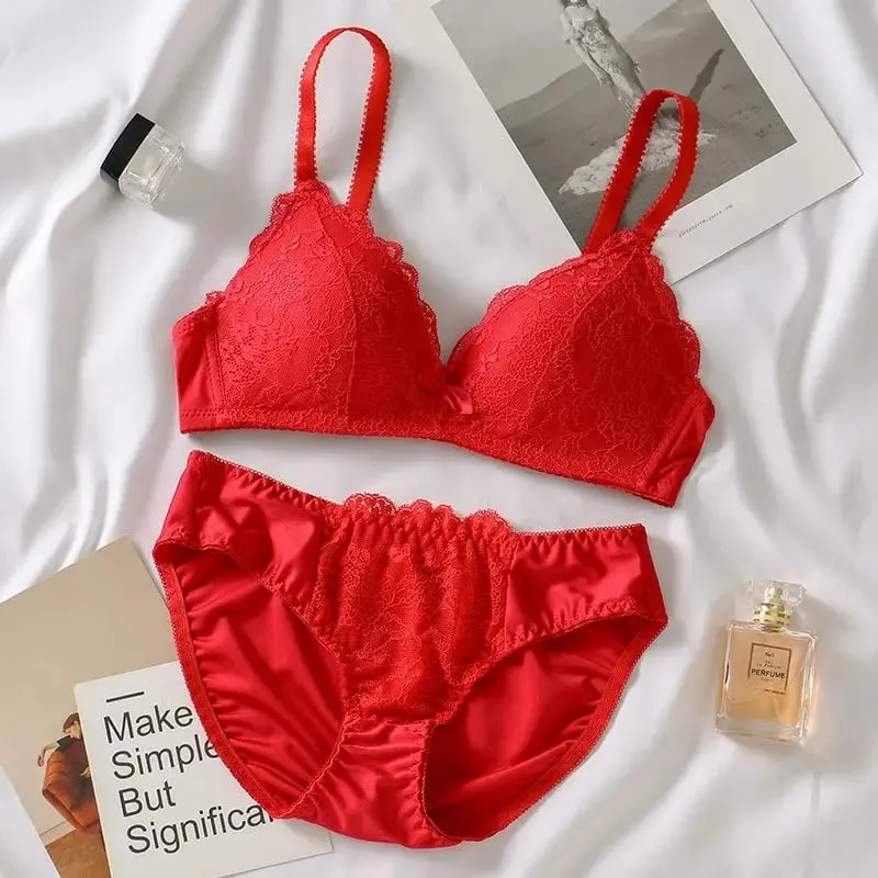 Lingerie Multi-color Lace Bra Set Women Wireless Floral 3/4 Cup Soft Bra and Panty Lingerie Set Fashion Sexy Underwear Lenceria