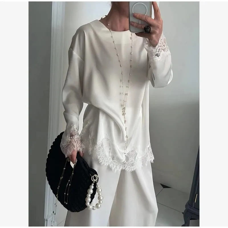 Hellblaues Spitzen-Satin-Rundhalskleid für Damen, elegantes, seitlich gebundenes, langärmliges, weiches, kurzes Kleid, 2026, tägliches Urlaubs-Party-Sommerkleid — image 6