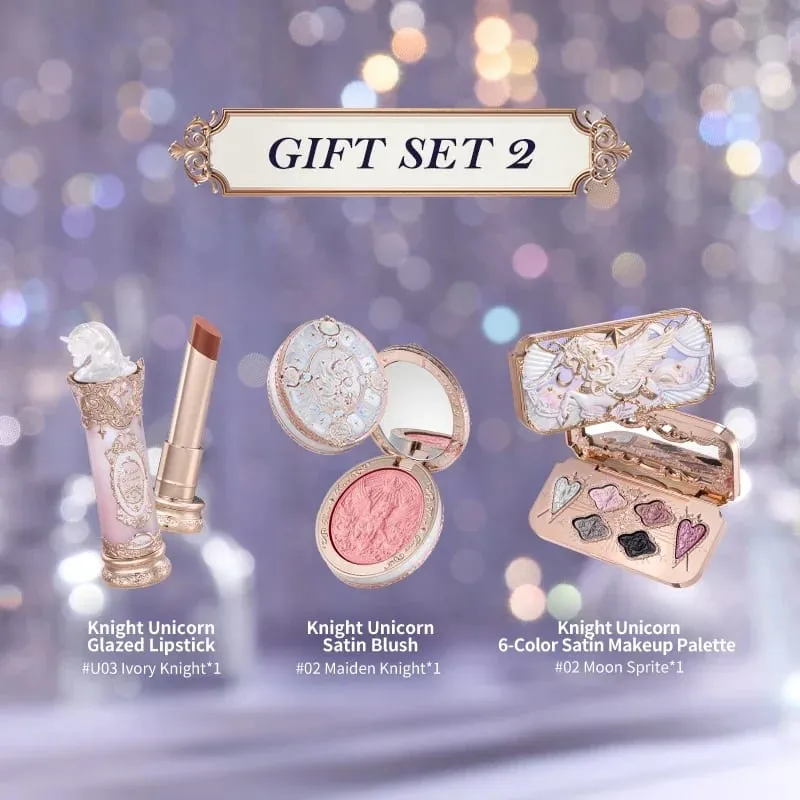 Flower Knows Knight Unicorn Collection Makeup Gift Set 3PCS Kit Eye Shadow Palette Long Lasting Lipstick Blusher Setting Powder — image 5