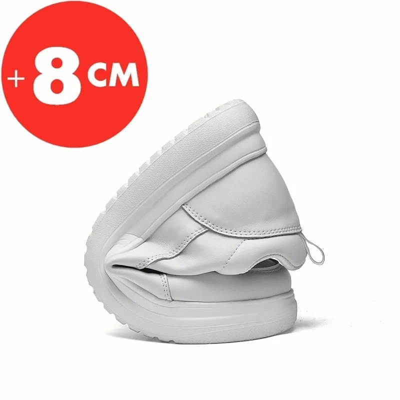 Big Size Lift Men Sneakers Elevator Shoes Heightening Height Increase Insole 7-8CM High Heels Shoes Genuine Leather Sport Shoes — image 5
