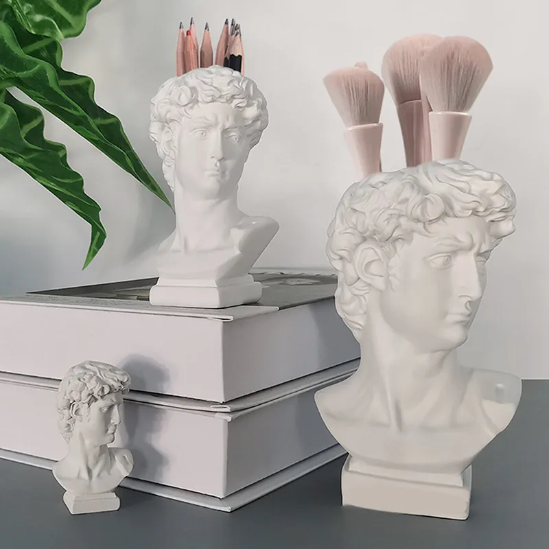 Kreative Statue Von David Form Pinsel Topf Desktop Ornamente Lagerung Box Haushalt Make-Up Pinsel Organizer