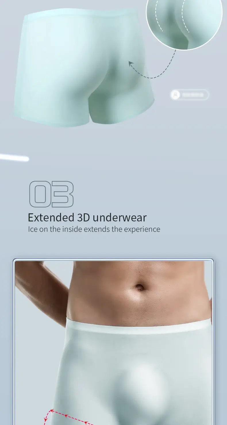 3-Pack of Men's Underwear, Men's 3D Molded Ice Silk Boxer Briefs, Seamless Thin Boxer Briefs, Extended Sports Summer Shorts — image 8