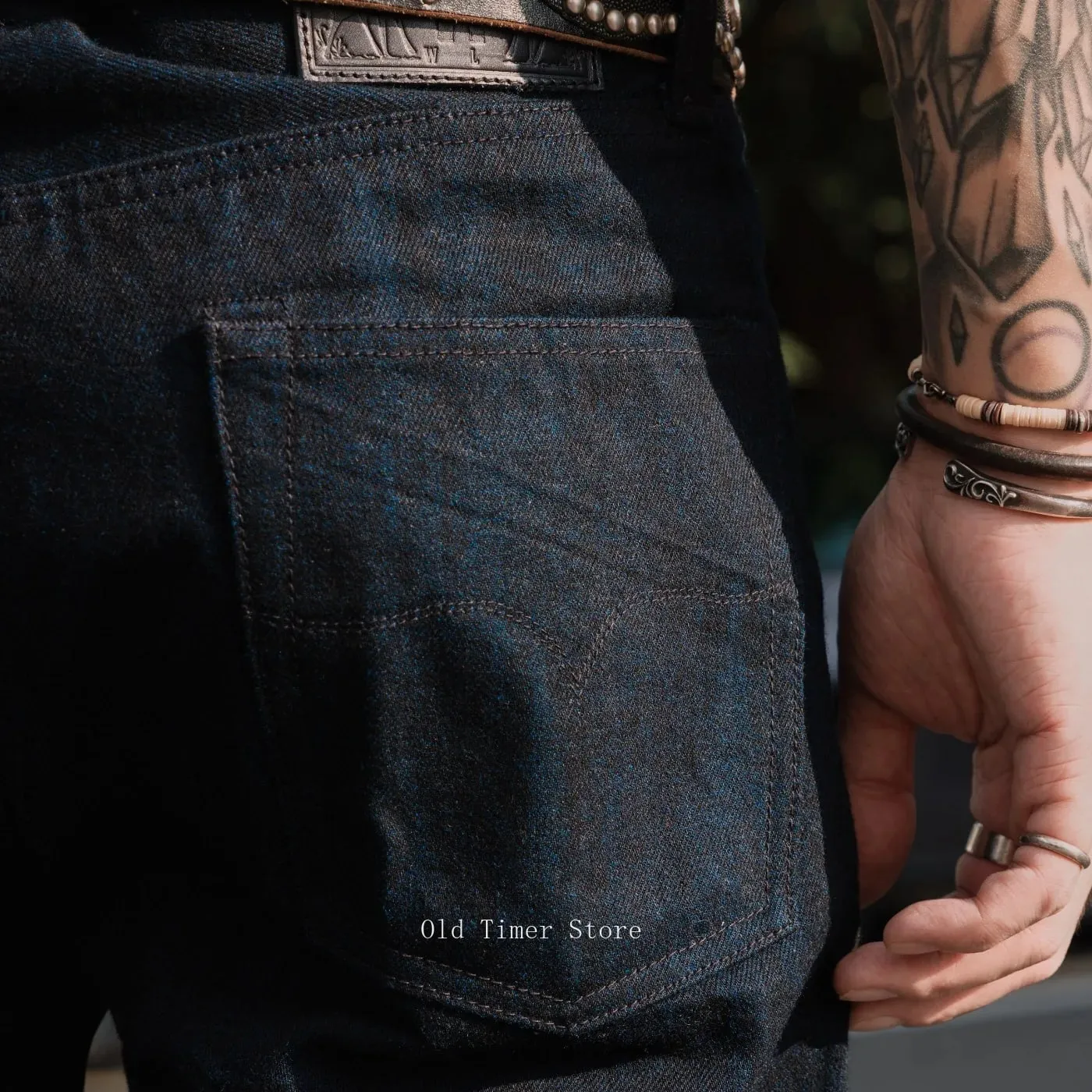 Red Tornado Men's 16oz Selvedge Denim Jeans 666 Slim Straight Midnight Blue Heavyweight Cotton Casual Pants — image 3
