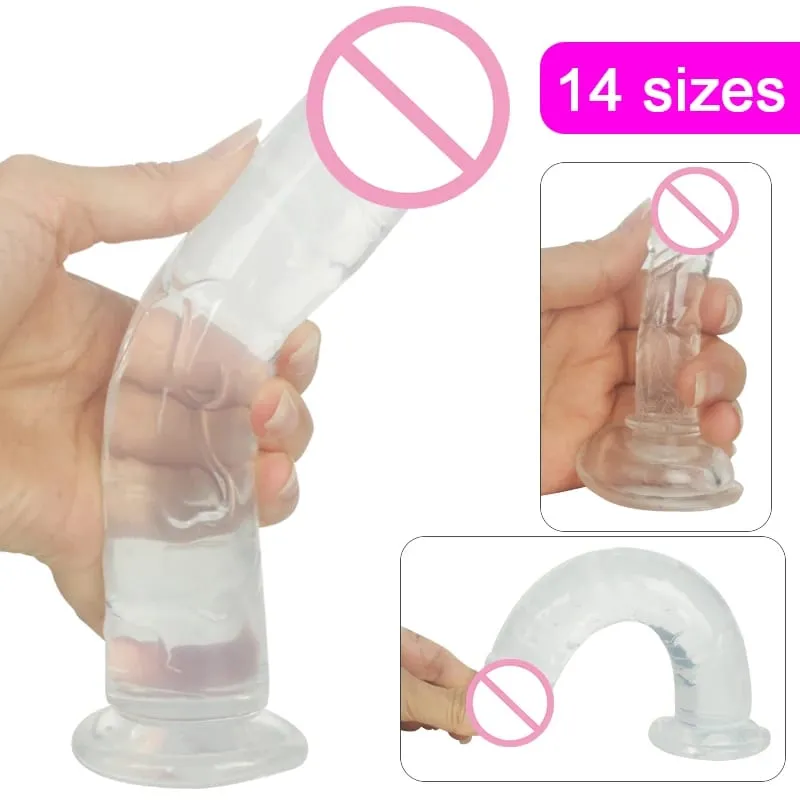 New Transparent Realistic Suction Cup Dildo Jelly Penis Dildo Clitoral Stimulator Big Dick Female Masturbator Lesbian Sex Toys — image 3