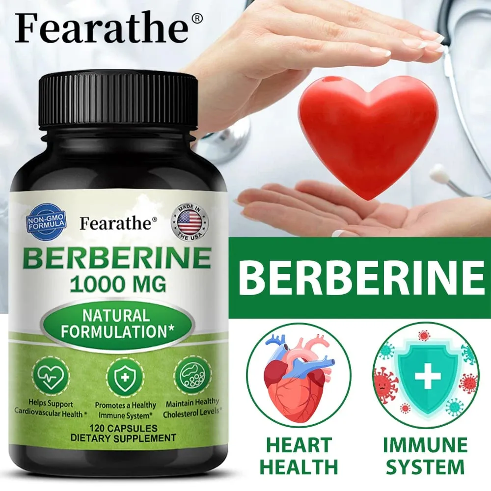 Berberine Supplement 1000 mg - Supports Heart Health Immune System GI Health Cholesterol - Gluten Free Dairy Free — image 1