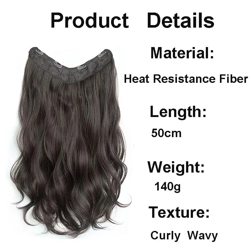 22Inch Synthetic V-shaped 4 Clips One Piece Long Curly Water Wave Clips In Hair Extensions Hair Pieces For Women — image 4