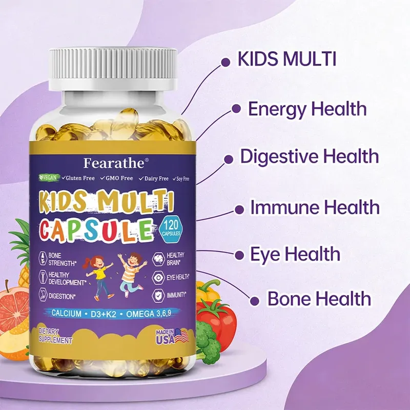 Caramelle gommose nutrizionali complete per bambini con vitamina D3, zinco e iodio per supporto immunitario e supporto alla crescita 60 caramelle gommose — image 4