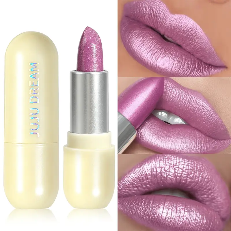 Shimmer Metallic Lipstick High Pigment Sparkling Bold Lip Color Long Lasting Waterproof Party Makeup