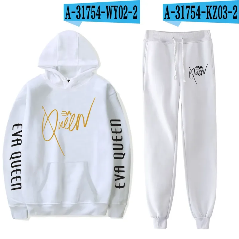 Hip Hop สบาย Eva Queen พิมพ์เสื้อกันหนาว Sweatpants ชุด Hoodies + กางเกงชุดชาย/หญิง 2 ชิ้นชุดเสื้อผ้า — image 26