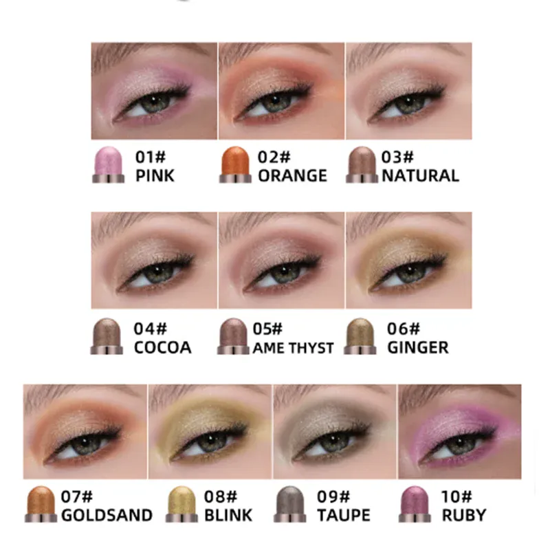 10 Color Double Ended Eye Shadow Stick With Sponge Brush Pearlescent Lasting Eyeshadow Pen Contouring Portable Makeup Cosmetics — image 2