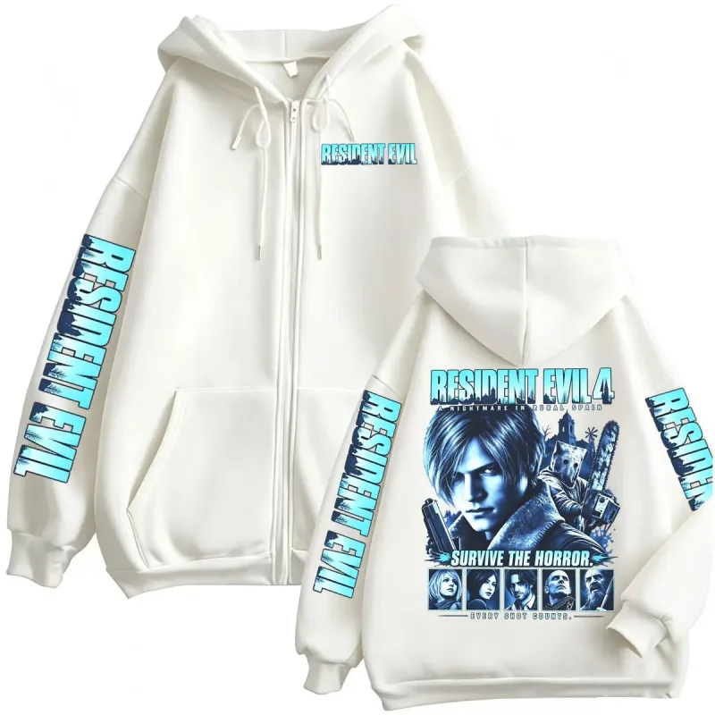 Resident Evil Requiem Zip Up Hoodies Leon Kennedy Horror Game Zipper Hoodie Herren Damen Harajuku Klassische Jacke Sweatshirt Mäntel