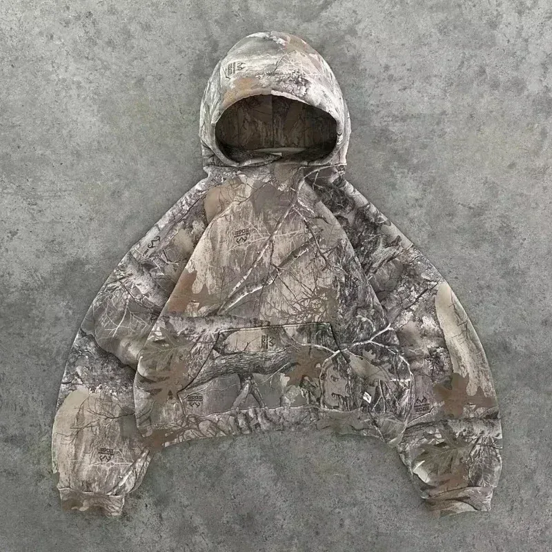 Y2K Retro Hoodie Men Printed Camouflage Pattern Pullover Sweatshirts High Street Hip Hop Streetwear Oversized Unisex Camo Hoodie — image 8