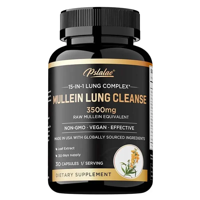 Mullein Longreiniging - Longzuivering Longgezondheid Immuniteit - Ademhalingssupplement voor rokers Vegetarische capsules