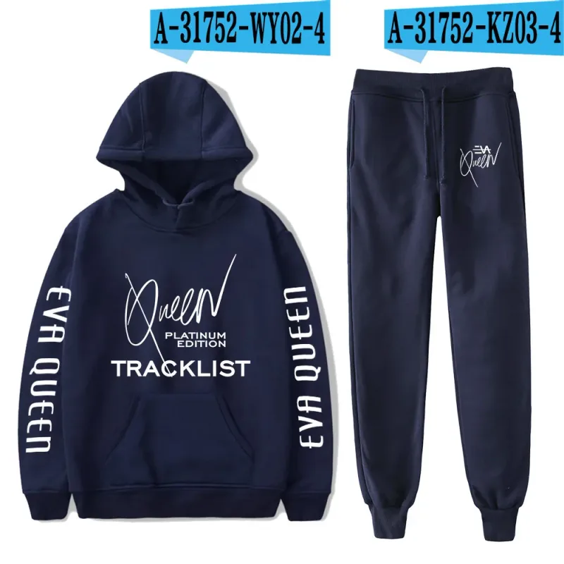 Hip Hop สบาย Eva Queen พิมพ์เสื้อกันหนาว Sweatpants ชุด Hoodies + กางเกงชุดชาย/หญิง 2 ชิ้นชุดเสื้อผ้า — image 35
