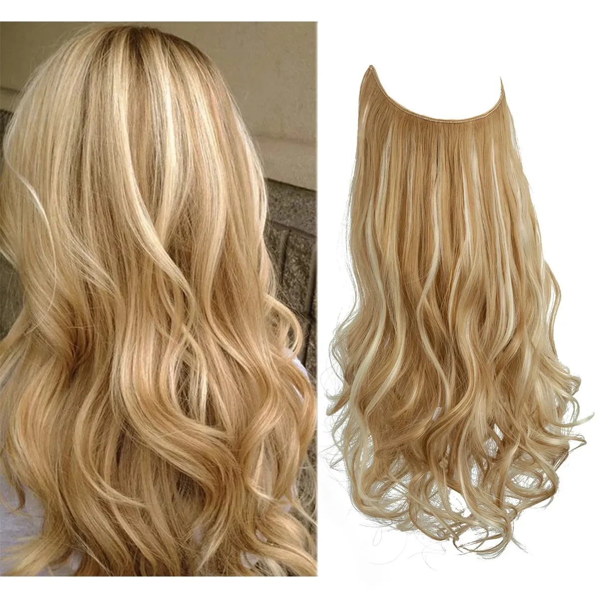 Nice Premium Synthetic Invisible Wire With Clip In Hair Extensions Daily Use Hairpieces Long Brown Natural Wavy Fake Hair piece — image 19