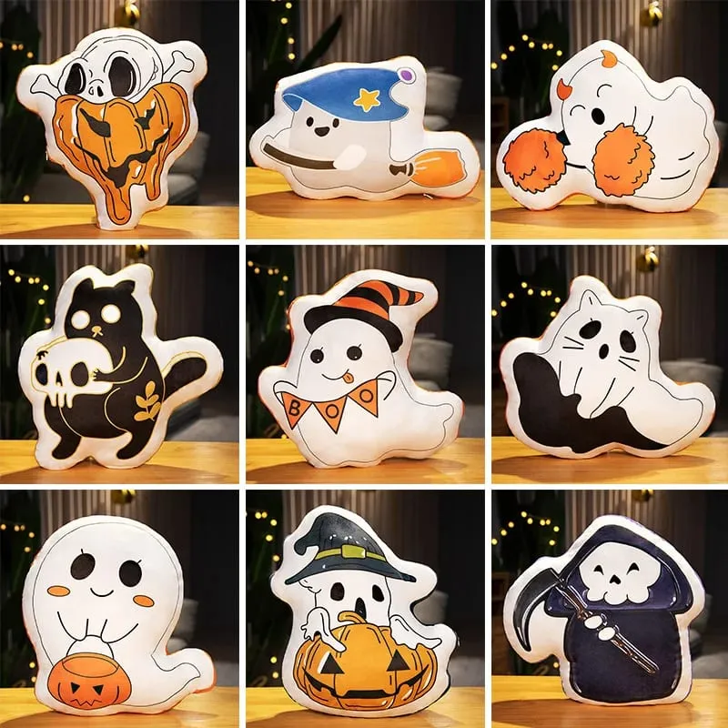 30CM Funny Pumpkin Ghost Cute Elves Skeleton Death Dark Cat Soft Pillow Halloween Home Decoration Sofa Cushion Nap Sleep Toys — image 3