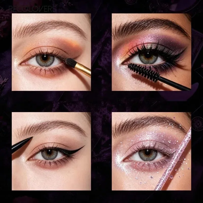 8PCS Face Set Multi-color Eye Shadow Plate+eye Black+eyeliner Pen+makeup Tools Waterproof and Durable Halloween Makeup — image 4