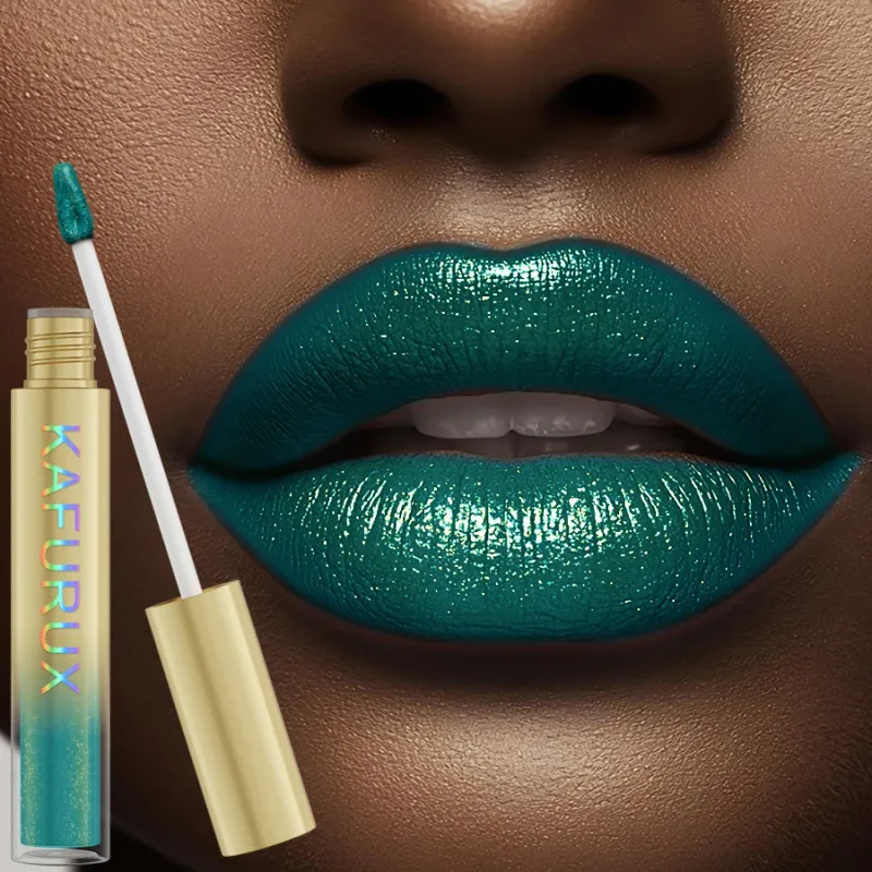 1PC Green Color Metallic Lip Glaze Glitter Liquid Lipstick Highly Pigmented Lip Tint for Lip or Eye Makeup Shine Sparkling Gifts — image 3