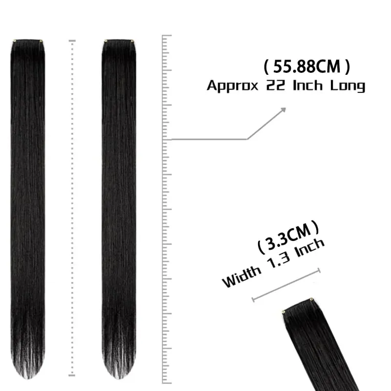 12 Pcs Clip in Hair Extensions 22 Inch Colored Hair Extensions Party Highlights Long Straight Synthetic Hairpieces for Women — image 5