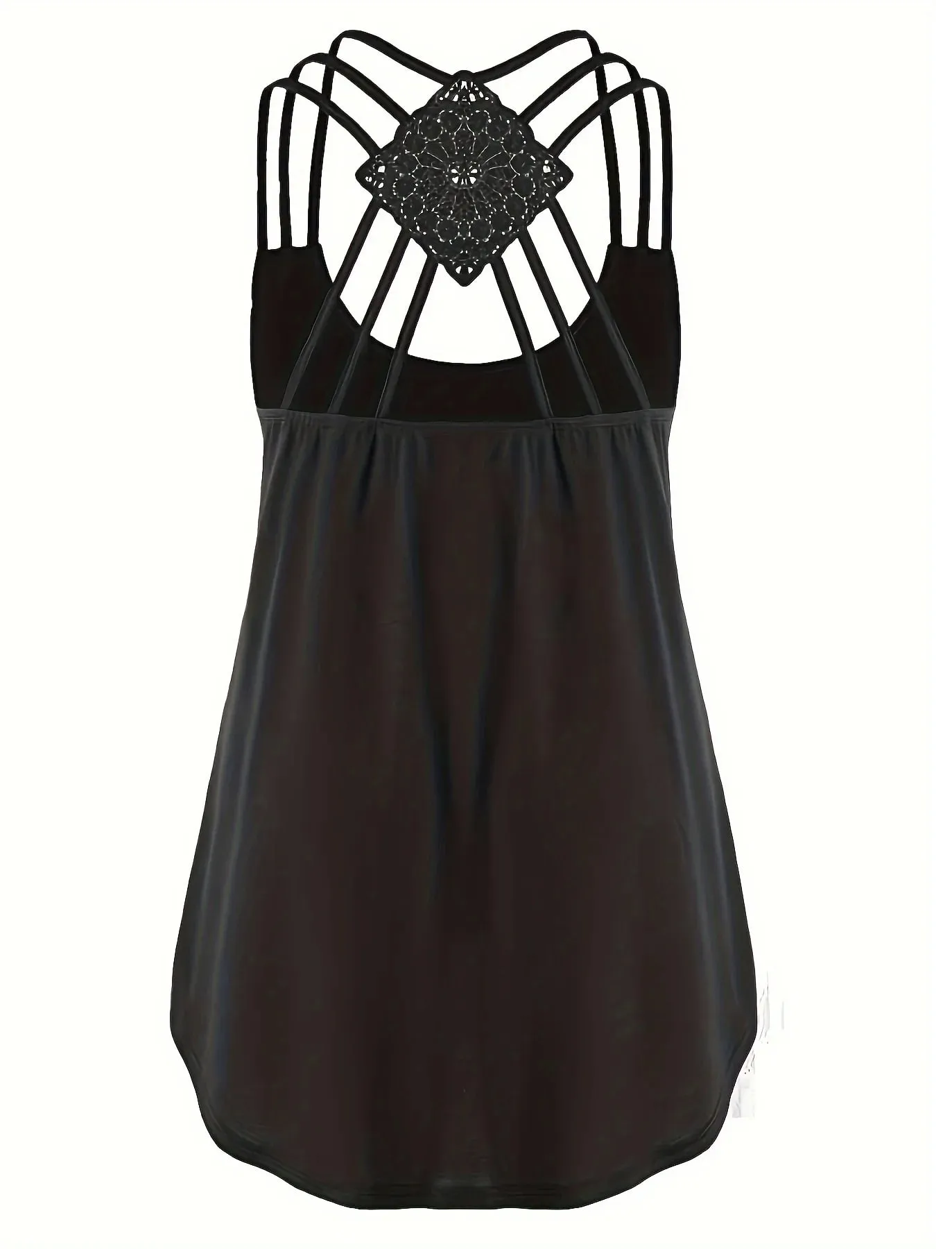 Plus Size Summer Fashion Solid Color Suspender Criss Cross Cami Tank Women's Oversized Slight Stretch Backless Casual Top — image 2