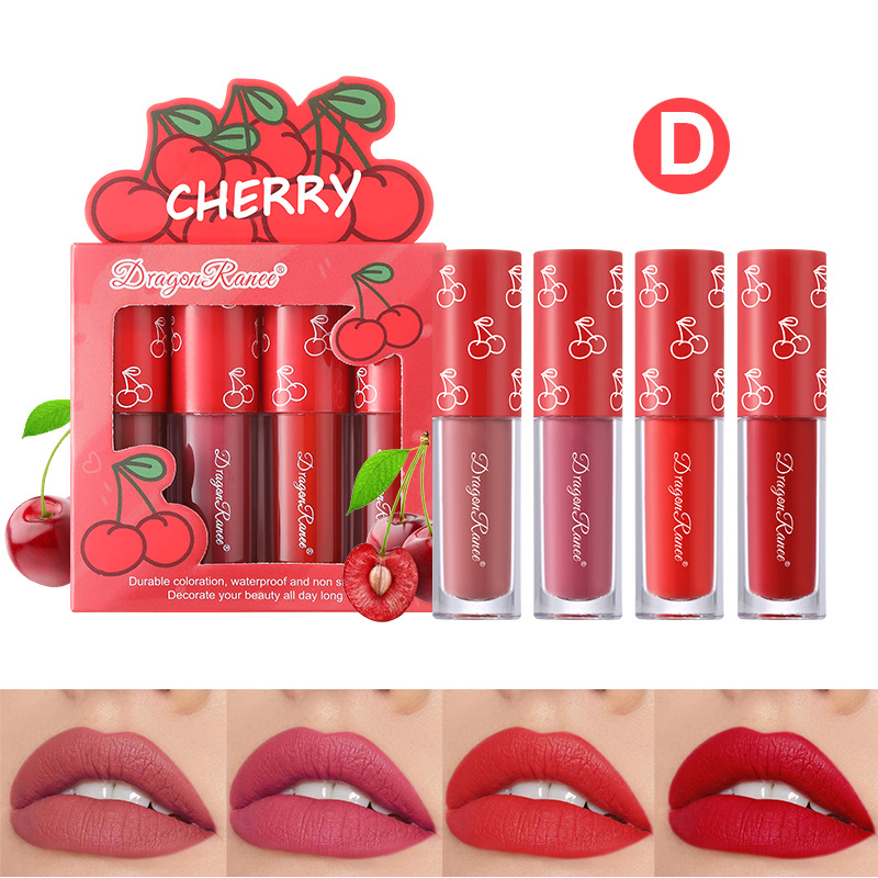 Mini Velvet Matte Lip Gloss Set 3pc/4pcs Non-Fading Non-Stick Cup Long-Lasting Fruit Scented Lip Tint Smooth and Lightweight — image 11