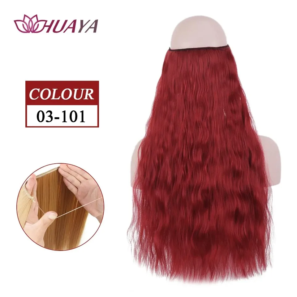 Synthetic Long Straight Invisible Wire No Clips In Hair Extensions Fake Hair Pieces Secret Fish Line Hairpieces For Women — image 37