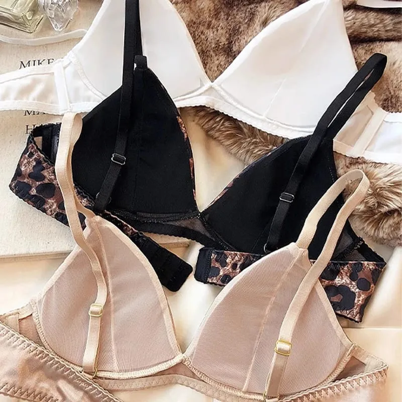 Women Sexy Underwear Triangular Cup Bra Set Small Chest Top Support Bra Comfortable Push Up Bra Breathable Seamless Underwear — image 4