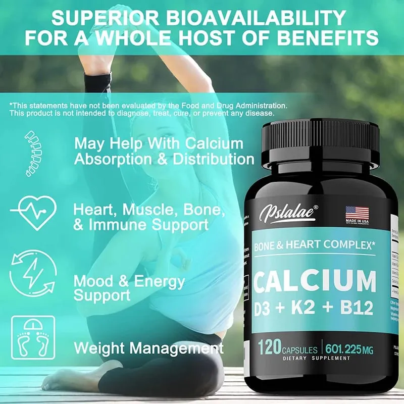Calcium Supplement with Vitamin D3 K2 B12 - Supports Bone Health Relieves Bloating Immune System Improves Absorption — image 7