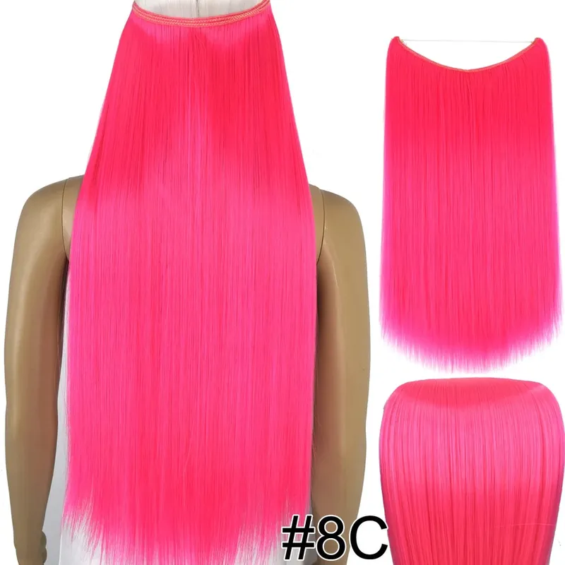 Synthetic Heat Resistant Hair Silky Straight Elasticity Invisible Wire Hair Extensions 8006 — image 15