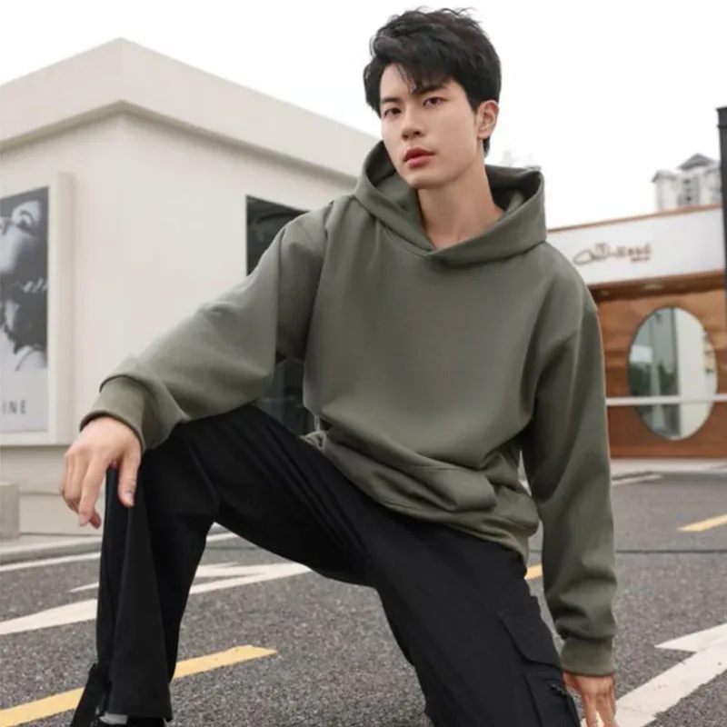 480GSM Winter Men's 100% Cotton Oversized Hoodies No String Casual Streetwear Sporty Hooded Sweatshirts Heavy Fleece Pullovers — image 5