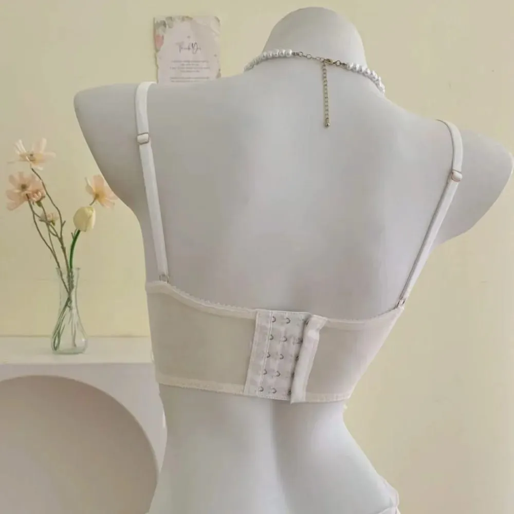 Dolce volant set reggiseno di pizzo donna piccolo busto push up maglia incrociata con spalline puro delicato quotidiano intimo morbido lingerie 2 pezzi 32-38AB