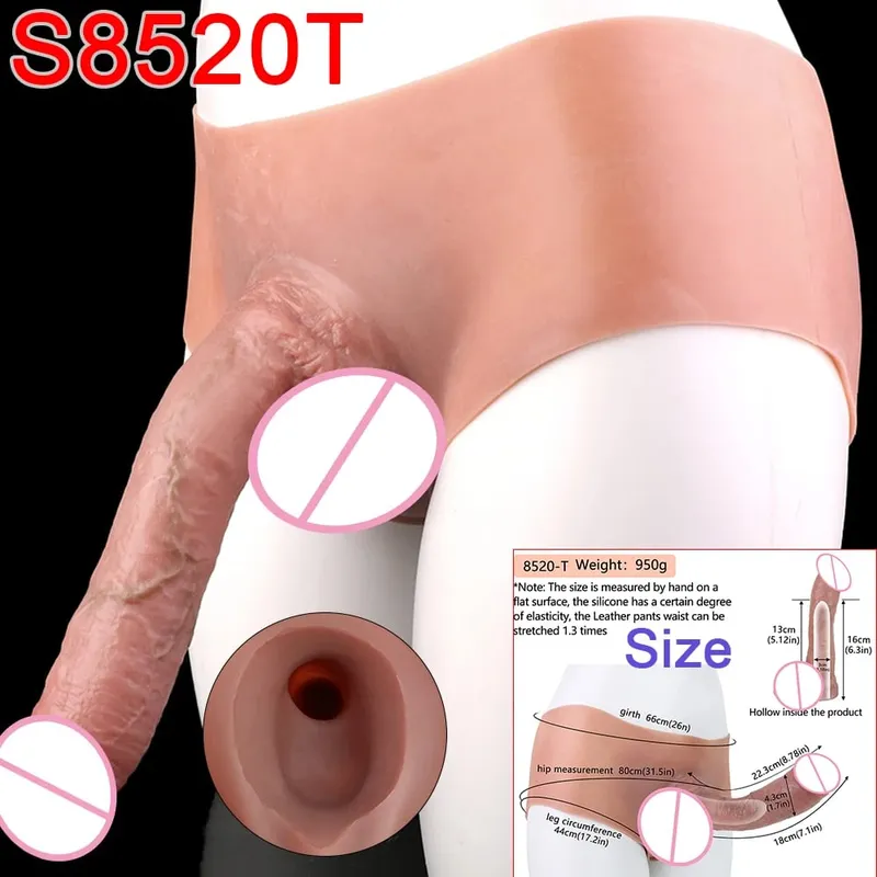 Mandlige Strap-On Long Hollow Dildo Ultra Realistic Penis Extend Sleeve Bukser насадка на член Mandlige Cock Cover Sexlegetøj — image 31
