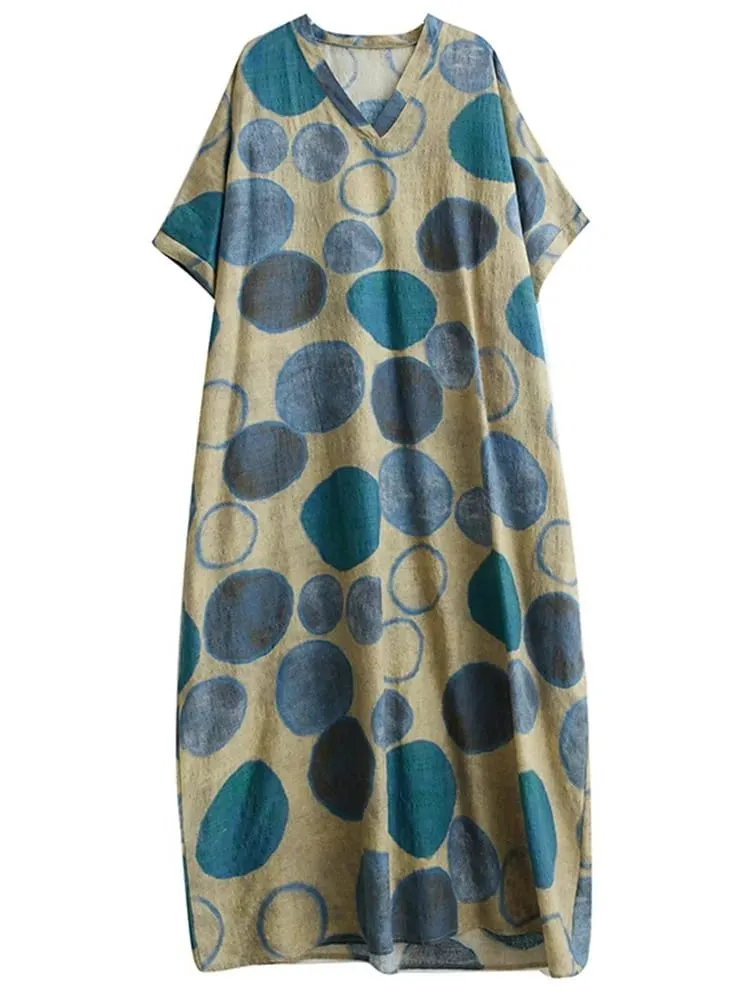 short sleeve oversize cotton vintage Polka Dot new in dresses for women casual loose maxi long summer dress elegant clothes 2026 — image 3